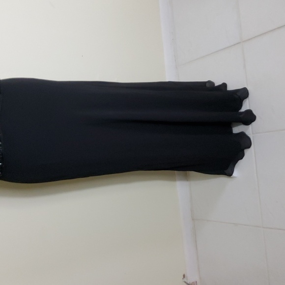 AIDAN MATTOX Black Beaded Bodice Sleeveless Formal Gown Size 6 - Picture 3 of 7